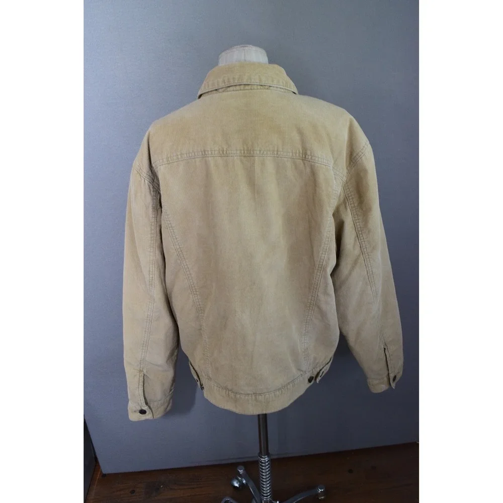 Gap Corduroy Trucker Jacket Medium Tan Sherpa Lined Vintage 2003 Mens Beige Coat